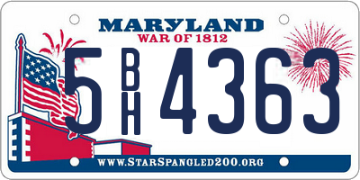 MD license plate 5BH4363