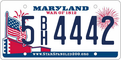 MD license plate 5BH4442