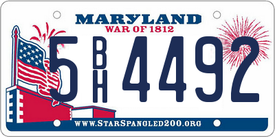 MD license plate 5BH4492