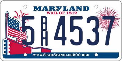MD license plate 5BH4537