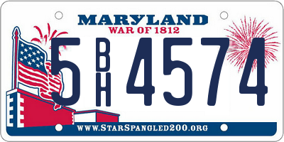 MD license plate 5BH4574