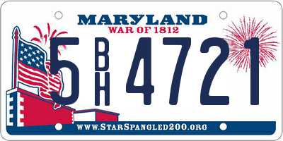 MD license plate 5BH4721