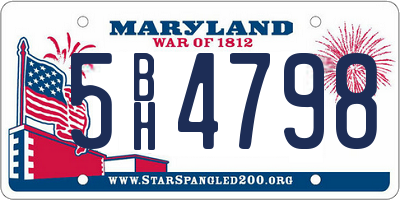 MD license plate 5BH4798
