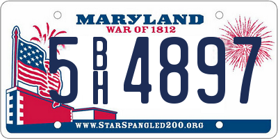 MD license plate 5BH4897