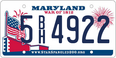 MD license plate 5BH4922