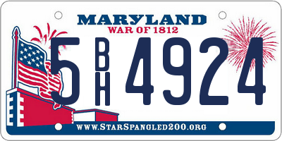 MD license plate 5BH4924