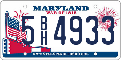 MD license plate 5BH4933