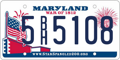 MD license plate 5BH5108