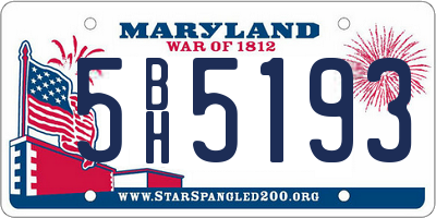 MD license plate 5BH5193