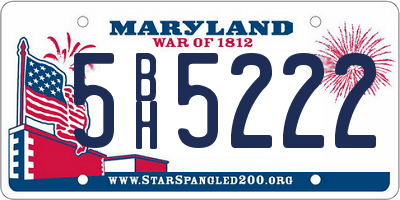 MD license plate 5BH5222