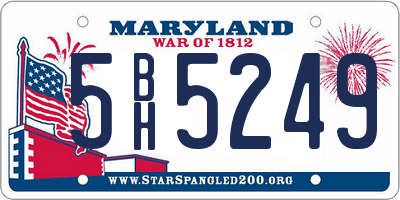 MD license plate 5BH5249