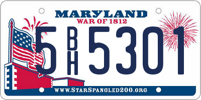 MD license plate 5BH5301