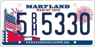 MD license plate 5BH5330