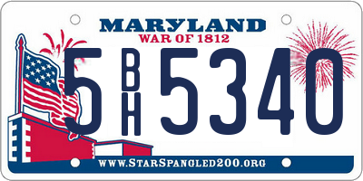 MD license plate 5BH5340