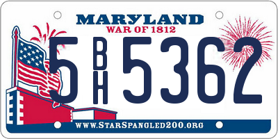 MD license plate 5BH5362