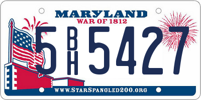 MD license plate 5BH5427