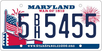 MD license plate 5BH5455
