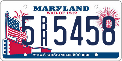MD license plate 5BH5458