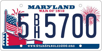 MD license plate 5BH5700