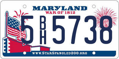 MD license plate 5BH5738