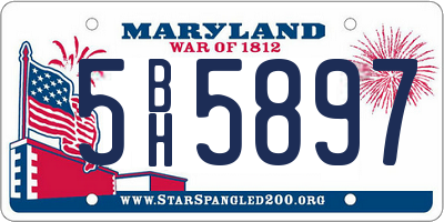 MD license plate 5BH5897