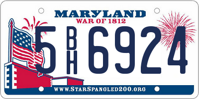 MD license plate 5BH6924