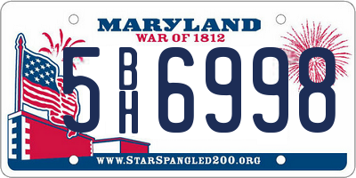 MD license plate 5BH6998