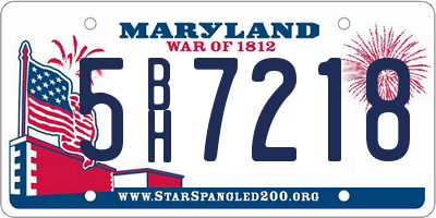 MD license plate 5BH7218