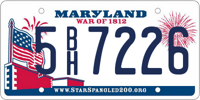 MD license plate 5BH7226