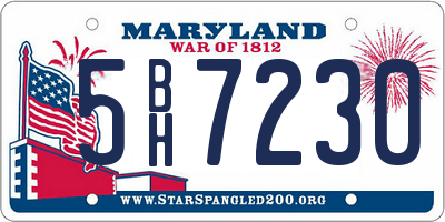 MD license plate 5BH7230
