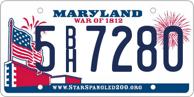 MD license plate 5BH7280