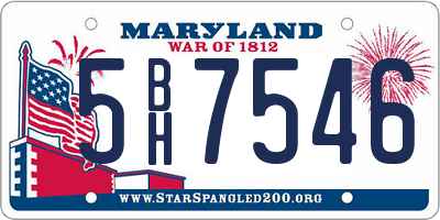 MD license plate 5BH7546