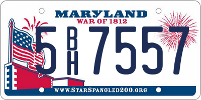 MD license plate 5BH7557