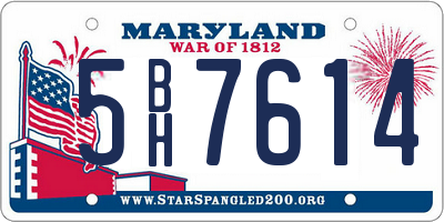 MD license plate 5BH7614