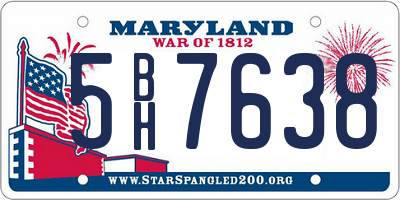 MD license plate 5BH7638