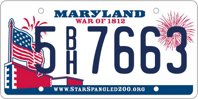 MD license plate 5BH7663