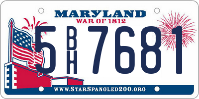 MD license plate 5BH7681