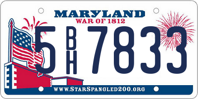 MD license plate 5BH7833