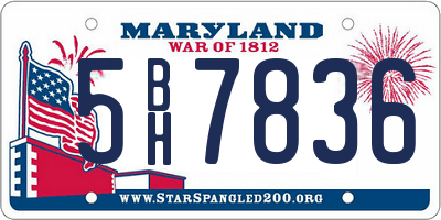 MD license plate 5BH7836