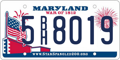MD license plate 5BH8019