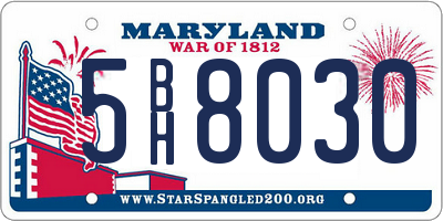MD license plate 5BH8030