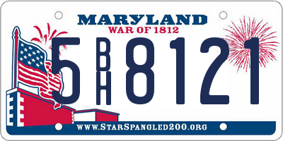 MD license plate 5BH8121