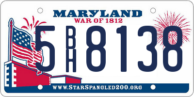 MD license plate 5BH8138