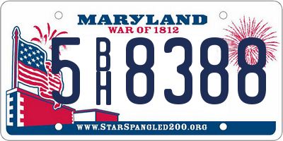 MD license plate 5BH8388