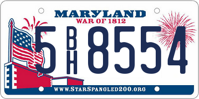 MD license plate 5BH8554