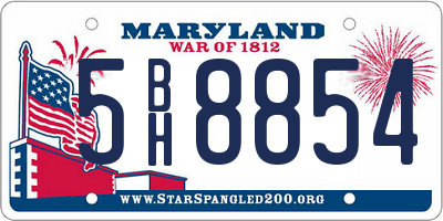 MD license plate 5BH8854