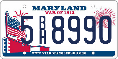 MD license plate 5BH8990