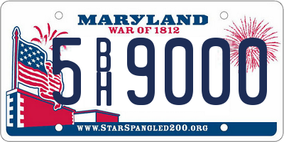 MD license plate 5BH9000