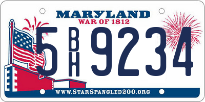 MD license plate 5BH9234