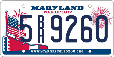 MD license plate 5BH9260